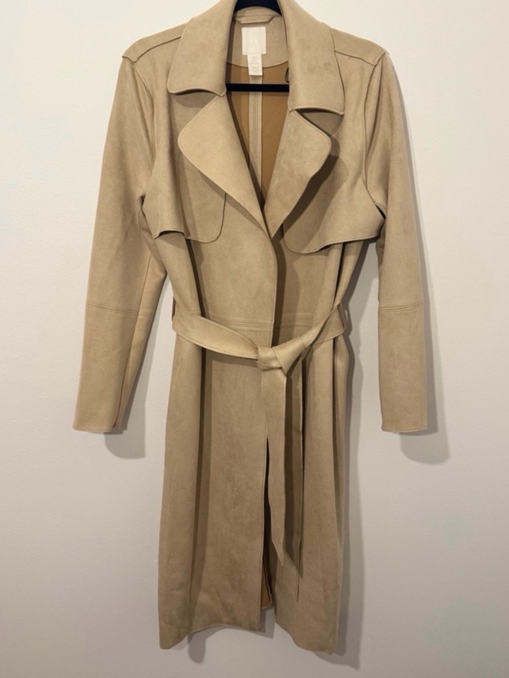 H&M Faux suede belted trench size Small